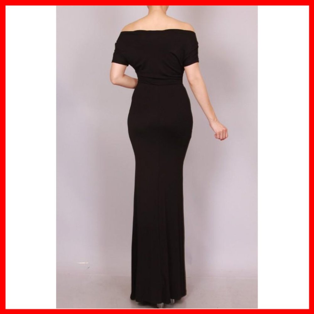 NWT Off Shoulder Solid Color Maxi Dress - Picture 5 of 7
